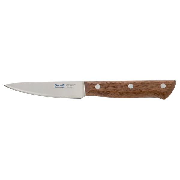 VARDAGEN paring knife, stainless steel/walnut, 9 cm