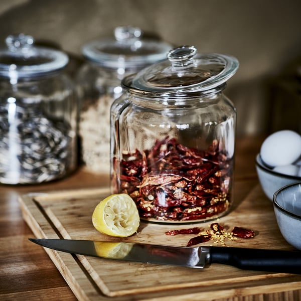 VARDAGEN jar with lid, clear glass, 1.9 l