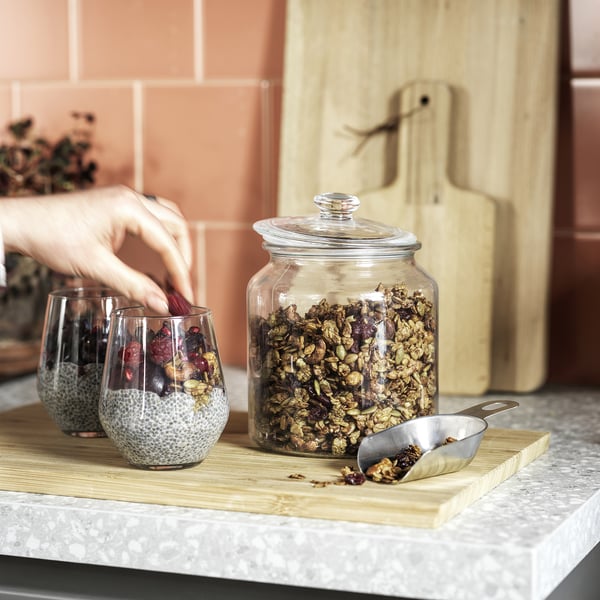 VARDAGEN jar with lid, clear glass, 1.9 l
