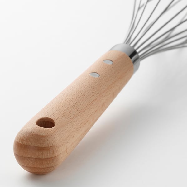 VARDAGEN balloon whisk, stainless steel/beech, 30 cm