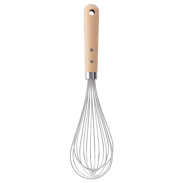 VARDAGEN - Balloon whisk, stainless steel/beech, 30 cm