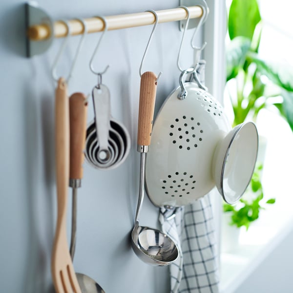 VARDAGEN ladle, stainless steel/beech, 33 cm