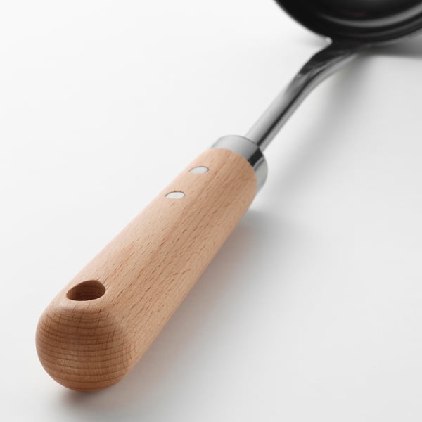 VARDAGEN ladle, stainless steel/beech, 33 cm