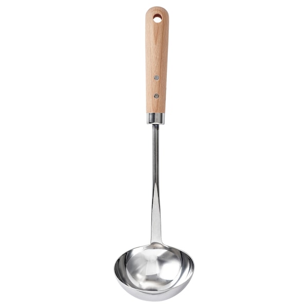 VARDAGEN - Ladle, stainless steel/beech, 33 cm