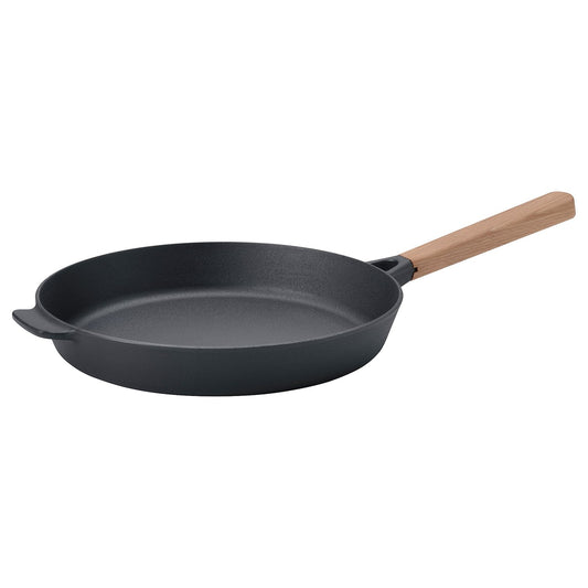 VARDAGEN frying pan, cast iron/beech, 26 cm