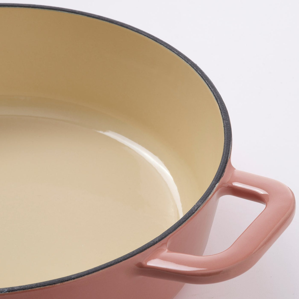 VARDAGEN pot with lid, enamelled cast iron light pink, 2.5 l