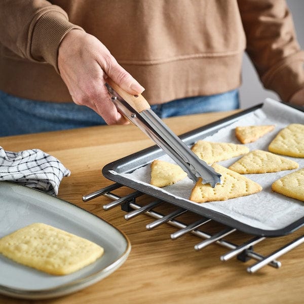 Ikea VARDAGEN - Cooking tweezers, stainless steel/beech, 30 cm