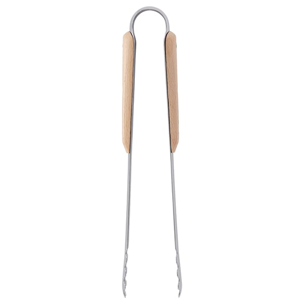 VARDAGEN - VARDAGEN Cooking tweezers, stainless steel/beech, 30 cm