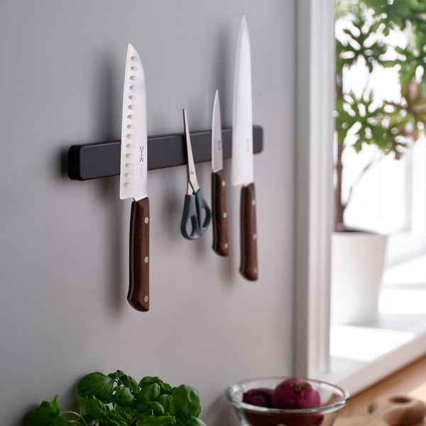 VARDAGEN 3-piece knife set, stainless steel/walnut