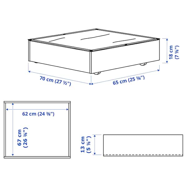 VARDÖ - Bed storage box, white, 65x70 cm