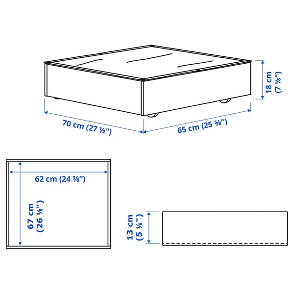 VARDÖ bed storage box, black, 65x70 cm