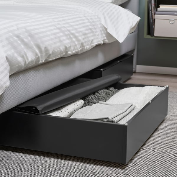VARDÖ - Bed storage box, black, 65x70 cm