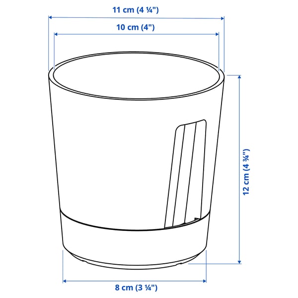 VÅRDTRÄD self-watering plant pot, in/outdoor transparent/anthracite, 9 cm