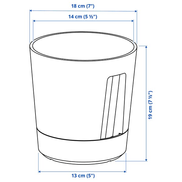 VÅRDTRÄD self-watering plant pot, in/outdoor transparent/anthracite, 15 cm