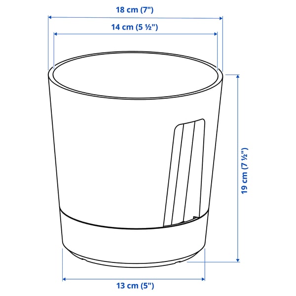 VÅRDTRÄD self-watering plant pot, in/outdoor transparent/anthracite, 15 cm