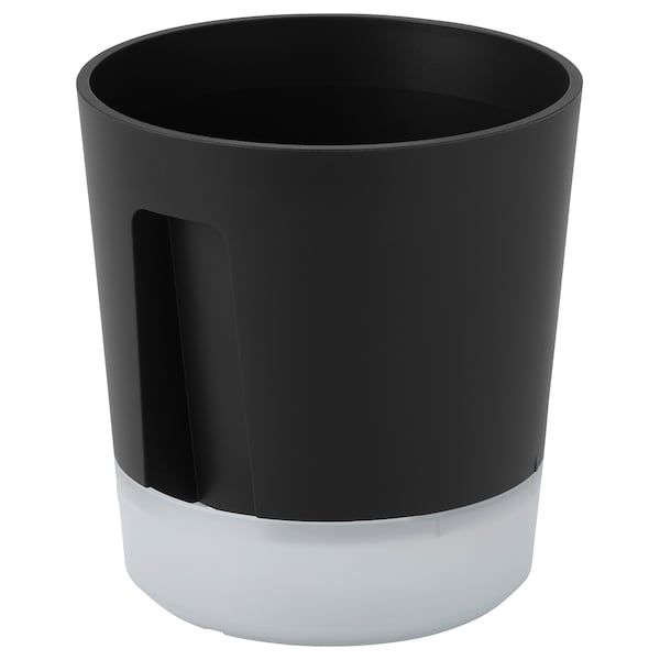 VÅRDTRÄD self-watering plant pot, in/outdoor transparent/anthracite, 9 cm