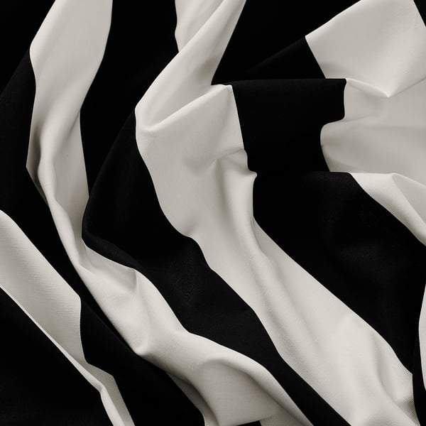VARGTÖREL pre-cut fabric, black/white, 150x300 cm