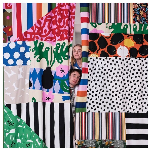 Ikea VARGTÖREL - Pre-cut fabric, black/white, 150x300 cm