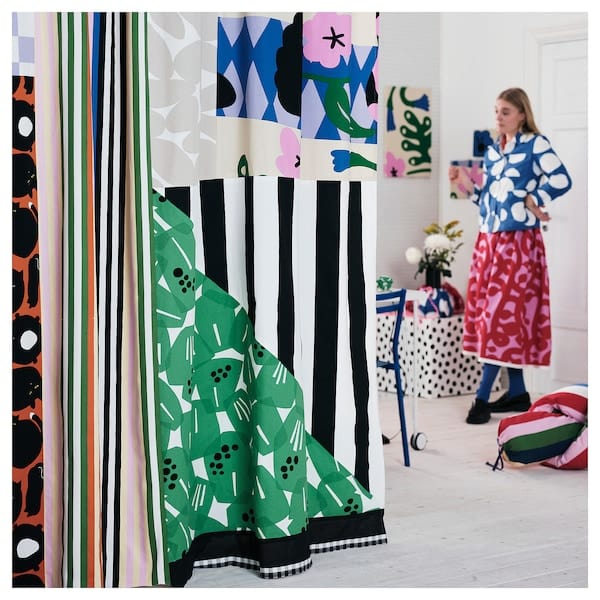 Ikea VARGTÖREL - Pre-cut fabric, black/white, 150x300 cm