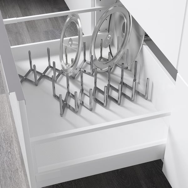 VARIERA pot lid organiser, stainless steel, 14.5x10 cm