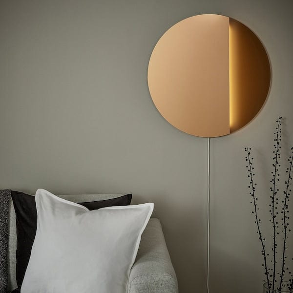 Ikea VARMBLIXT - LED wall lamp/mirror, adjustable light intensity/colour bronze round ,