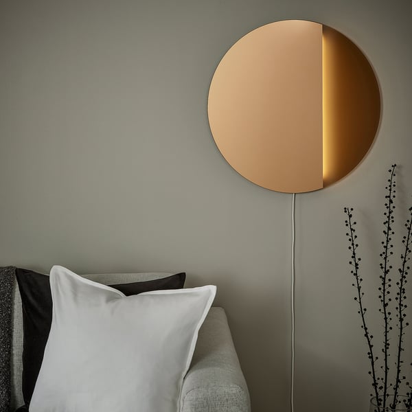 VARMBLIXT LED wall/mirror lamp, dimmable/bronze-colour round, 55 cm