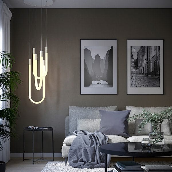 Ikea VARMBLIXT - LED pendant lamp, white frosted glass, 46 cm