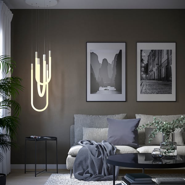VARMBLIXT - VARMBLIXT LED pendant lamp, white frosted glass, 46 cm