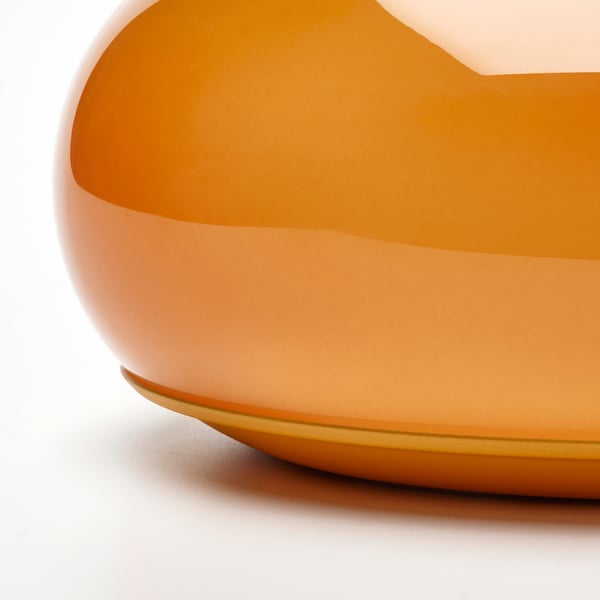 VARMBLIXT LED table/wall lamp, orange glass/round, 30 cm