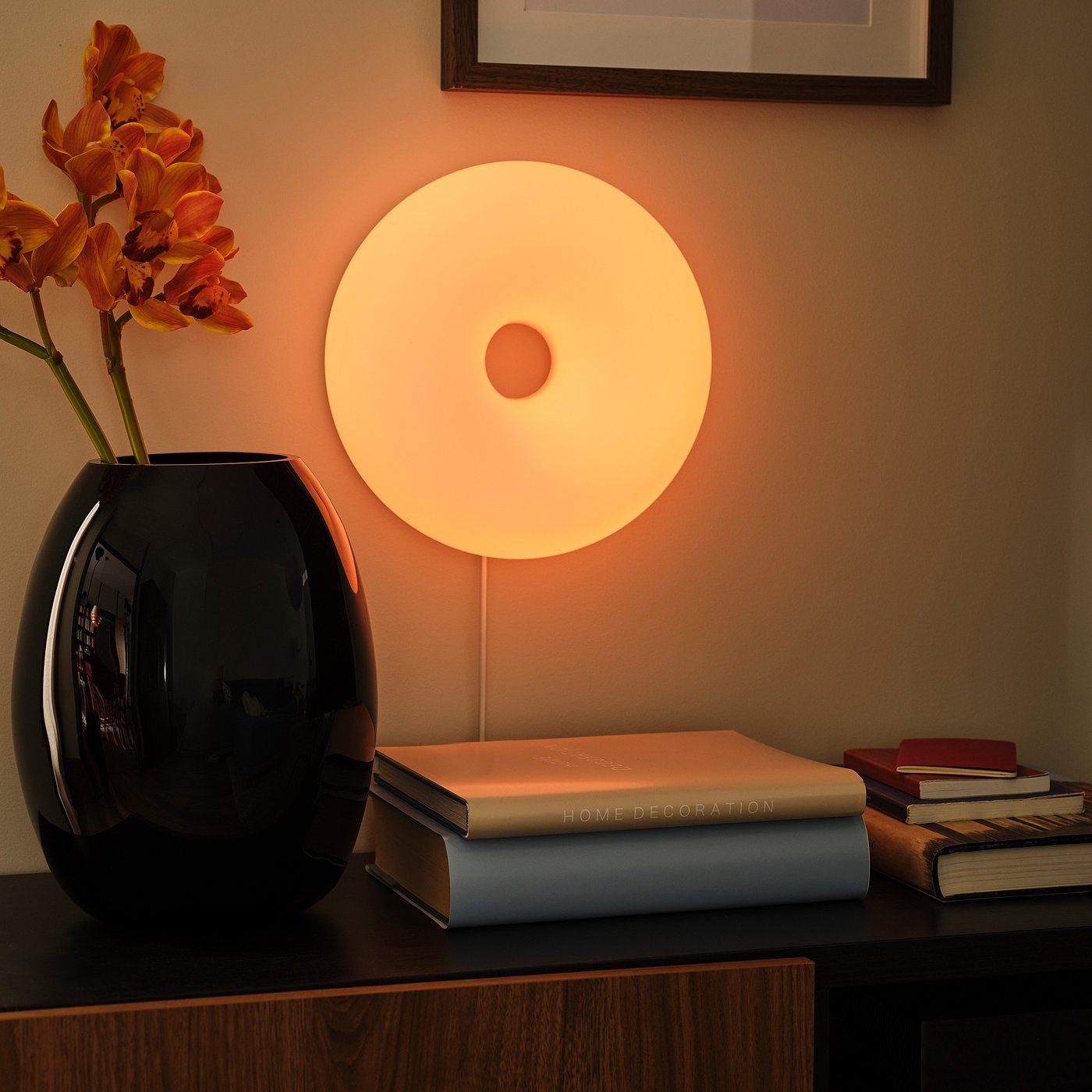 VARMBLIXT LED table/wall lamp, dimmable smart/white glass colour and white spectrum, 30 cm