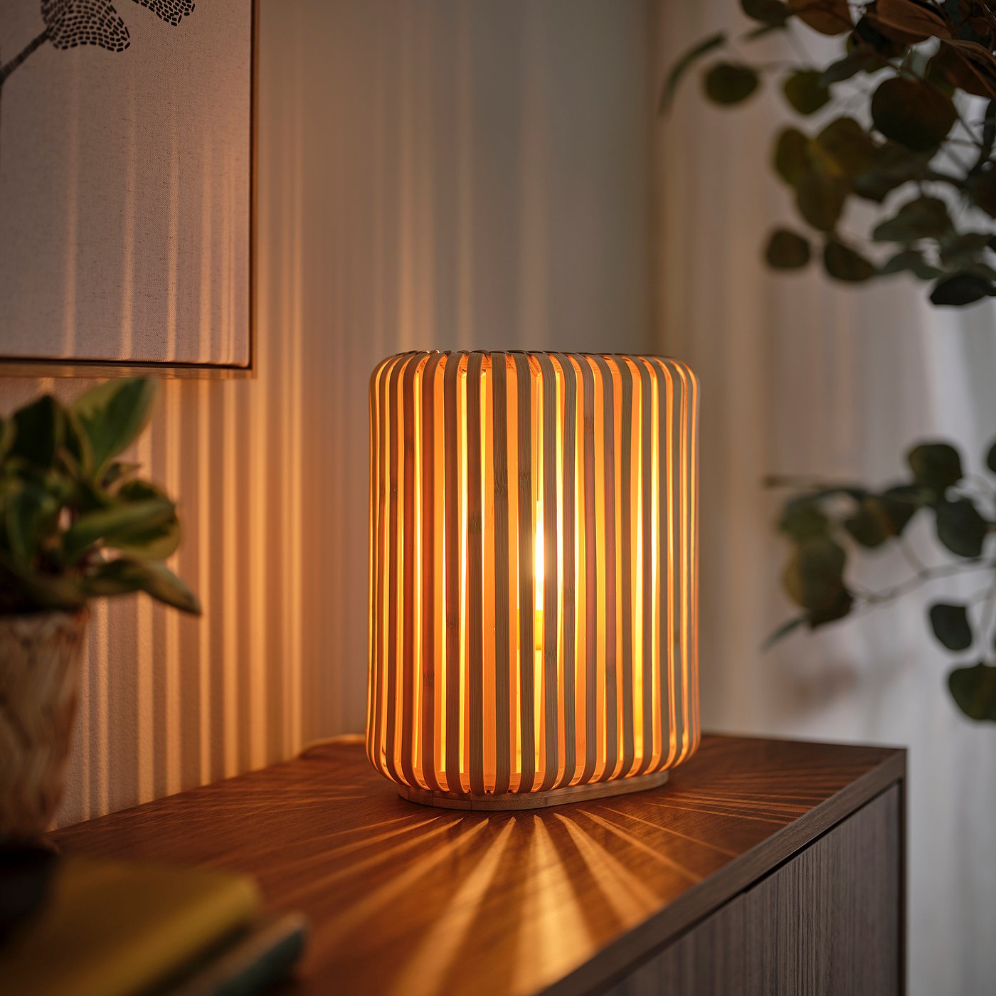 VARPTROSS table lamp, bamboo, 26 cm
