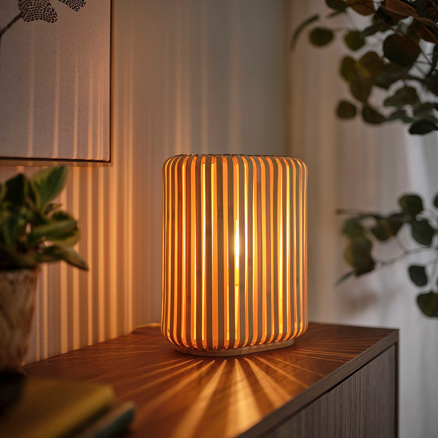 VARPTROSS table lamp, bamboo, 26 cm