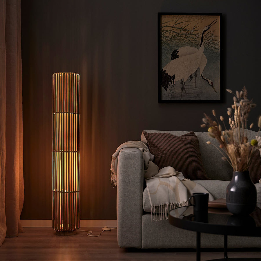 VARPTROSS floor lamp, bamboo, 118 cm
