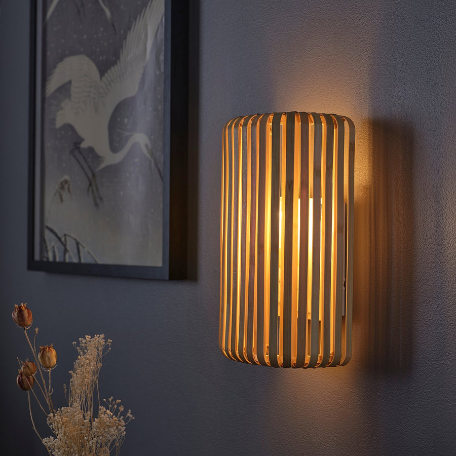 VARPTROSS wall lamp, wired-in installation, bamboo, 30 cm