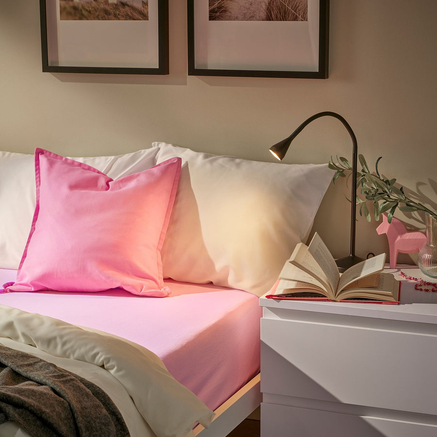 VÅRVIAL fitted sheet, beige, 200x160 cm