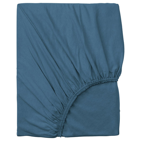 VÅRVIAL fitted sheet, blue, 90x200 cm