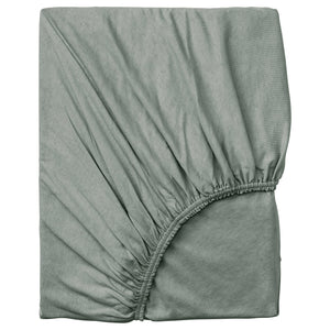 VÅRVIAL fitted sheet, grey-green, 90x200 cm