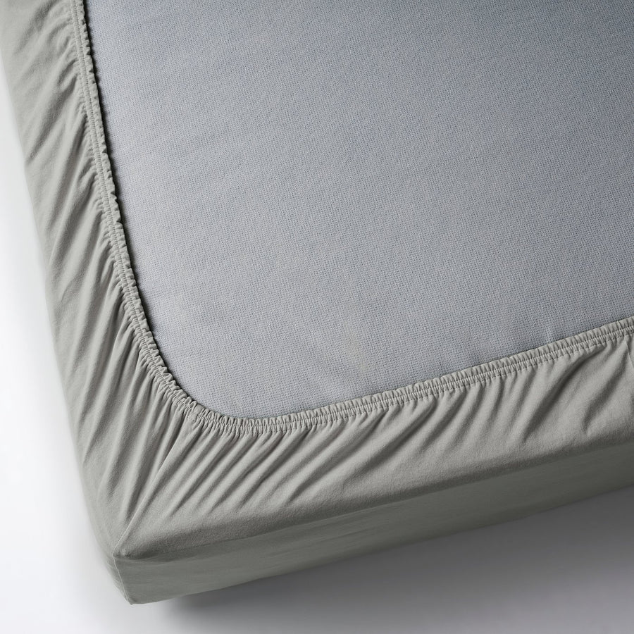 VÅRVIAL fitted sheet, grey, 140x200 cm