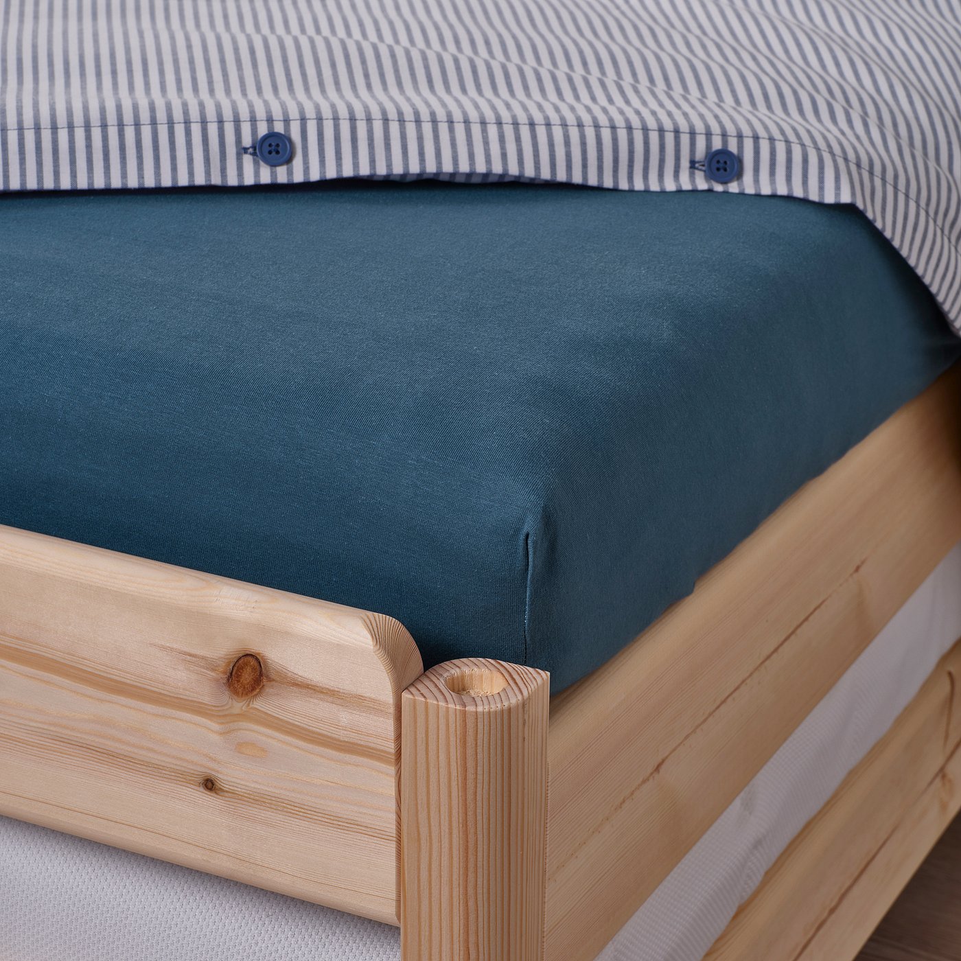 VÅRVIAL fitted sheet for day-bed, blue, 80x200 cm