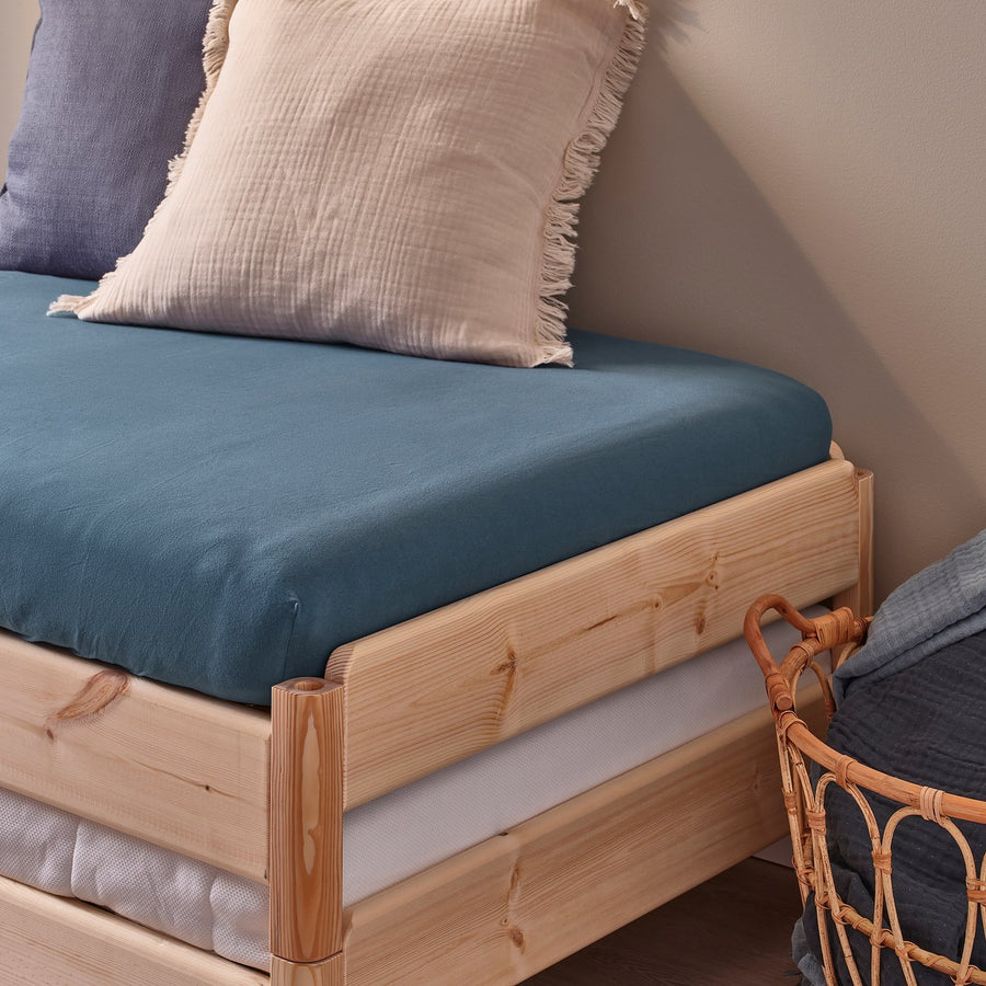 VÅRVIAL fitted sheet for day-bed, blue, 200x80 cm