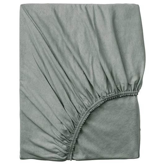 VÅRVIAL fitted sheet for day-bed, grey-green, 80x200 cm