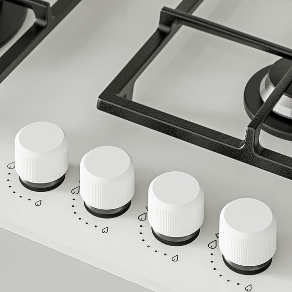 VASASTAN gas hob, IKEA 500 glass/white, 59 cm