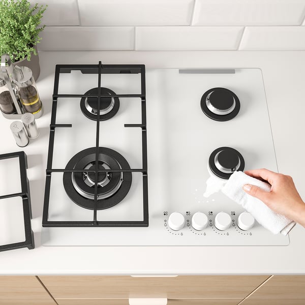 VASASTAN gas hob, IKEA 500 glass/white, 59 cm
