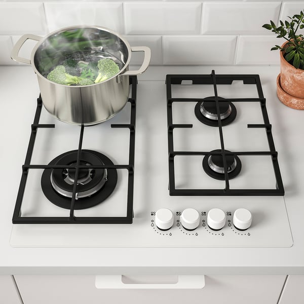 VASASTAN gas hob, IKEA 500 glass/white, 59 cm