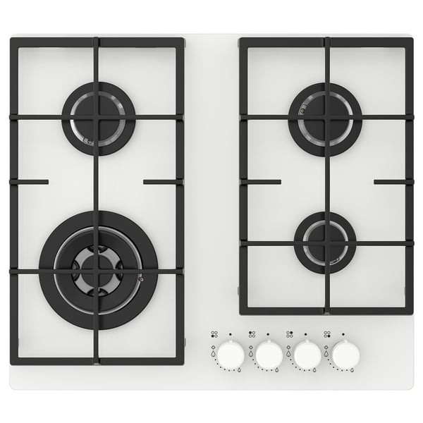 VASASTAN gas hob, IKEA 500 glass/white, 59 cm