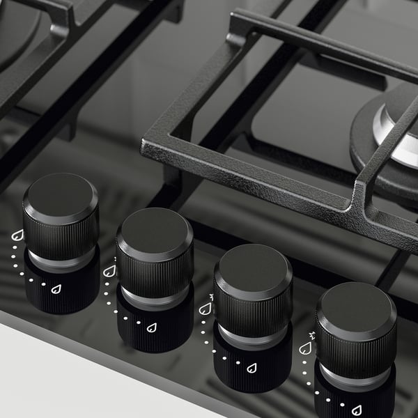 VASASTAN gas hob, IKEA 500 glass/black, 59 cm