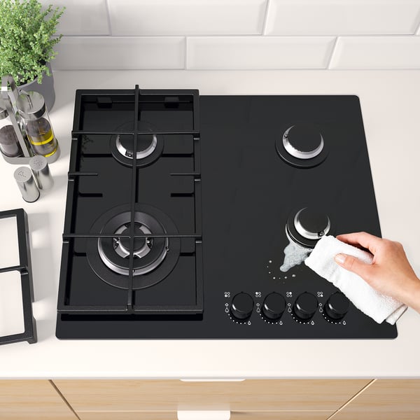VASASTAN gas hob, IKEA 500 glass/black, 59 cm