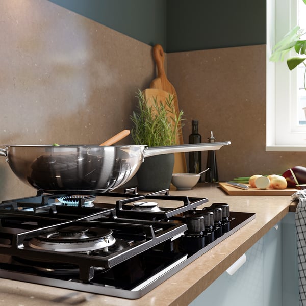 VASASTAN gas hob, IKEA 500 glass/black, 59 cm