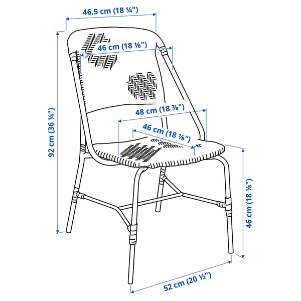 VASSHOLMEN chair, in/outdoor, black/white, 46x92x60 cm
