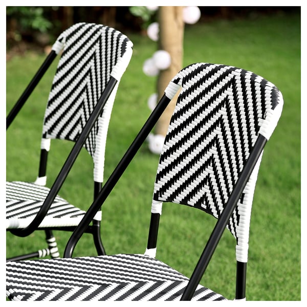 VASSHOLMEN chair, in/outdoor, black/white, 46x92x60 cm